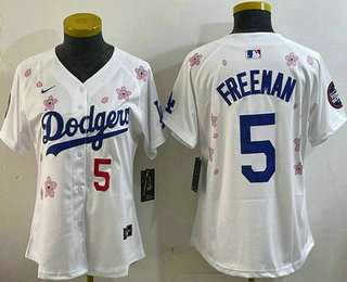 Womens Los Angeles Dodgers #5 Freddie Freeman White 2025 Tokyo Series Limited Jersey
